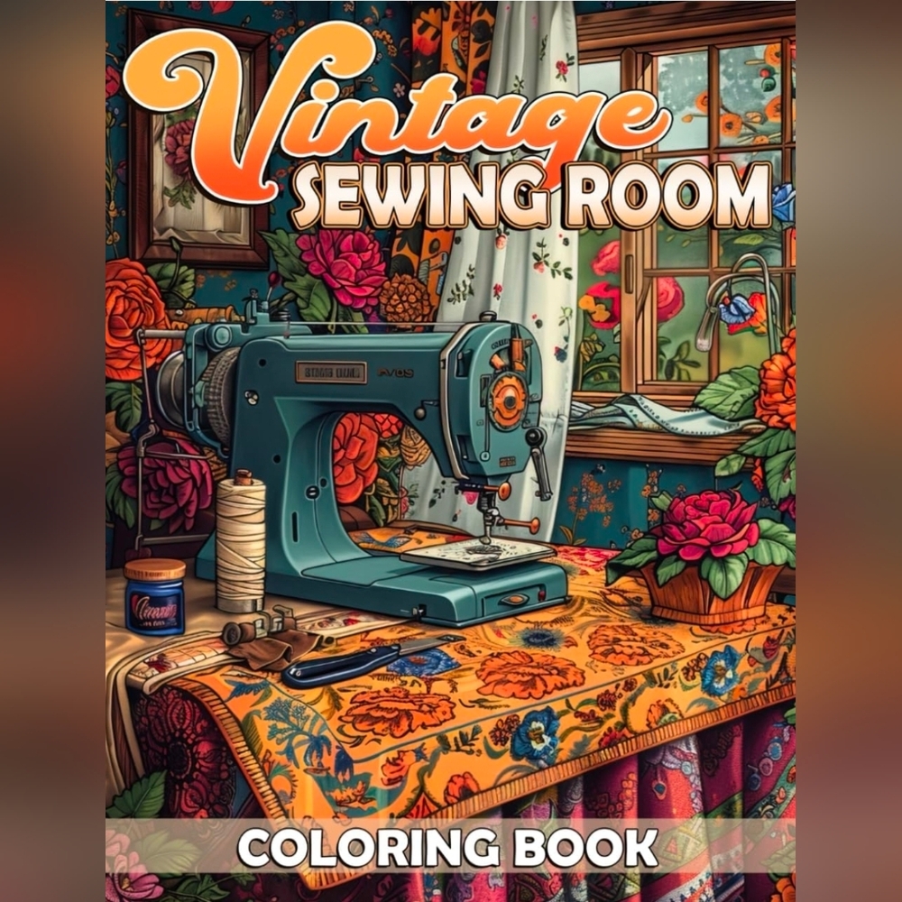 Vintage Sewing Room Coloring Book New